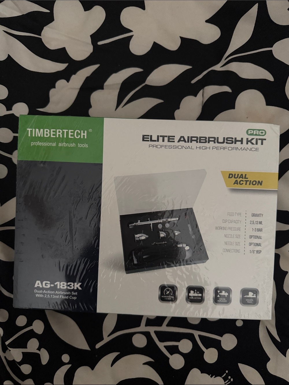 Timbertech Elite Airbrush Kit Pro - Dual Action, Black/White
